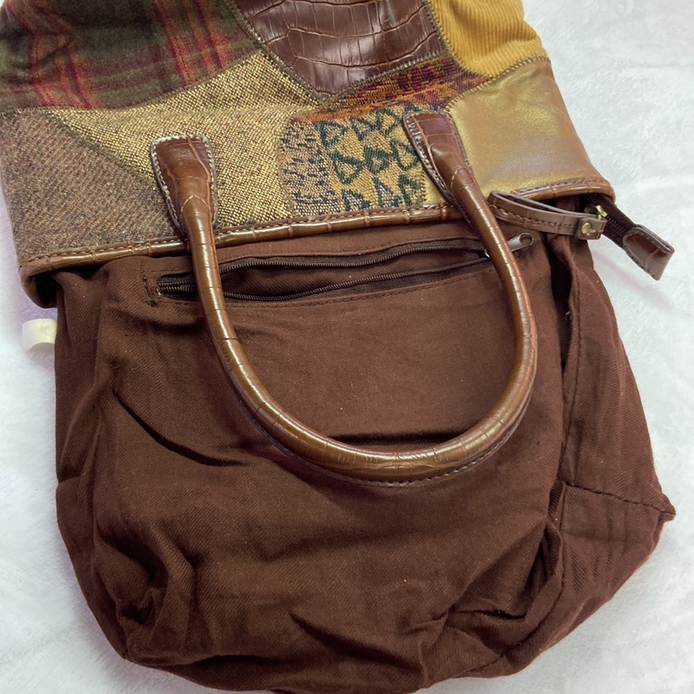 Patchwork Shoulder Bag Mixed Media Euc - image 7